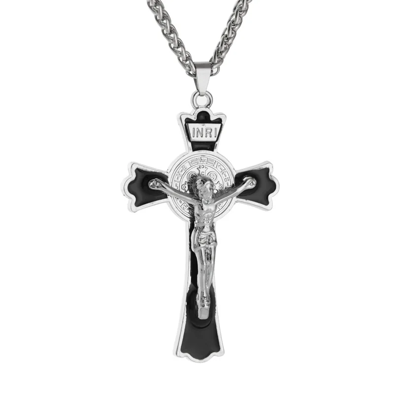 

Christ Jesus Pendant Necklace Hip Hop Zinc Alloy Cross Pendant Chain for Men Fashion Jewelry Gift Religious Christian Jewelry
