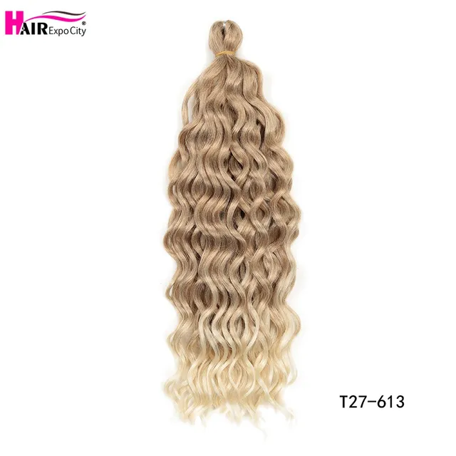 18-24 Inch Ocean Wave Crochet Braid Hair Hawaii Afro Curls Natural Synthetic Braiding Hair Extensions Pink 613 Hair Expo City 27/613