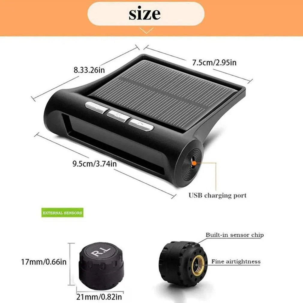 

Tyre Pressure Monitoring System Solar TPMS Car Tyre Pressure Alarm System