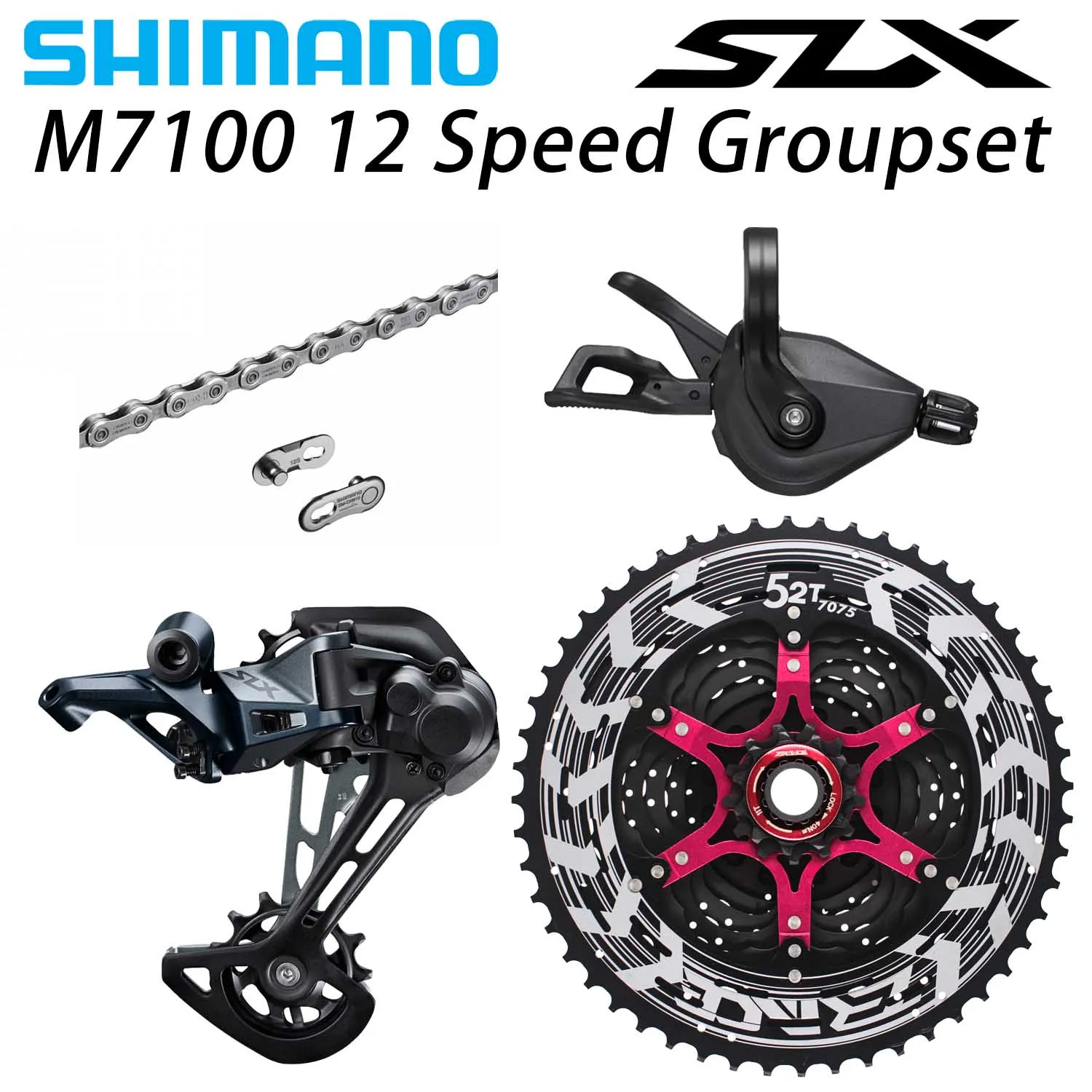 SHIMANO SLX M7100 комплект горного горгоргоргорного велосипеда 1x12-Speed 52T SL+ RD+ zracing+ KMC X12 M7100 переключатель заднего хода - Цвет: M7100 Chain 11-52T