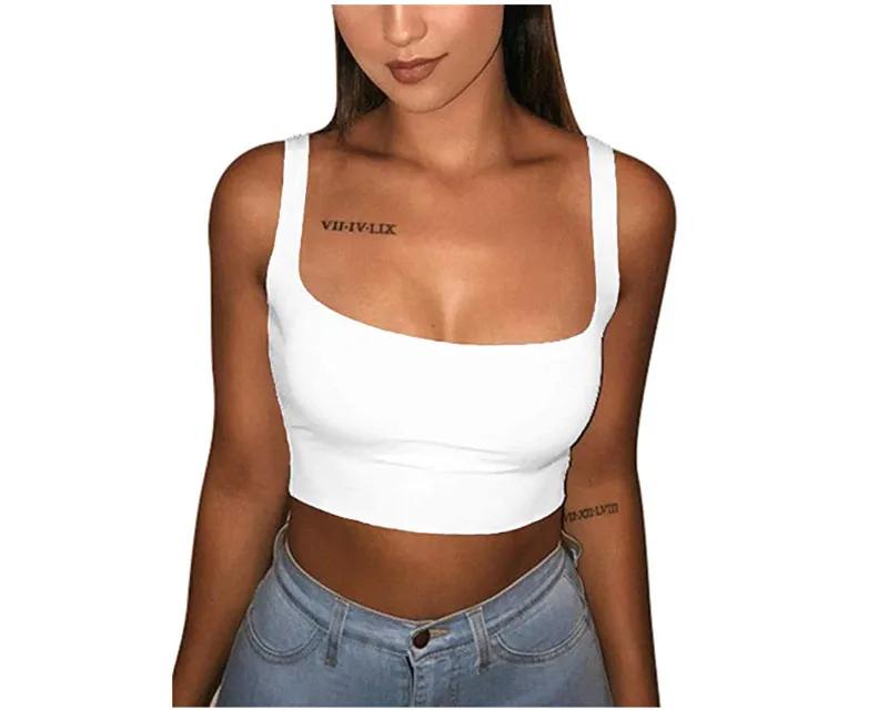 Solid Tank Top Female Strap Sleeveless Slash Neck Cropped Vest Sexy Women's  Summer Bralette Top White Black Red Casual Clothing - Tanks & Camis -  AliExpress