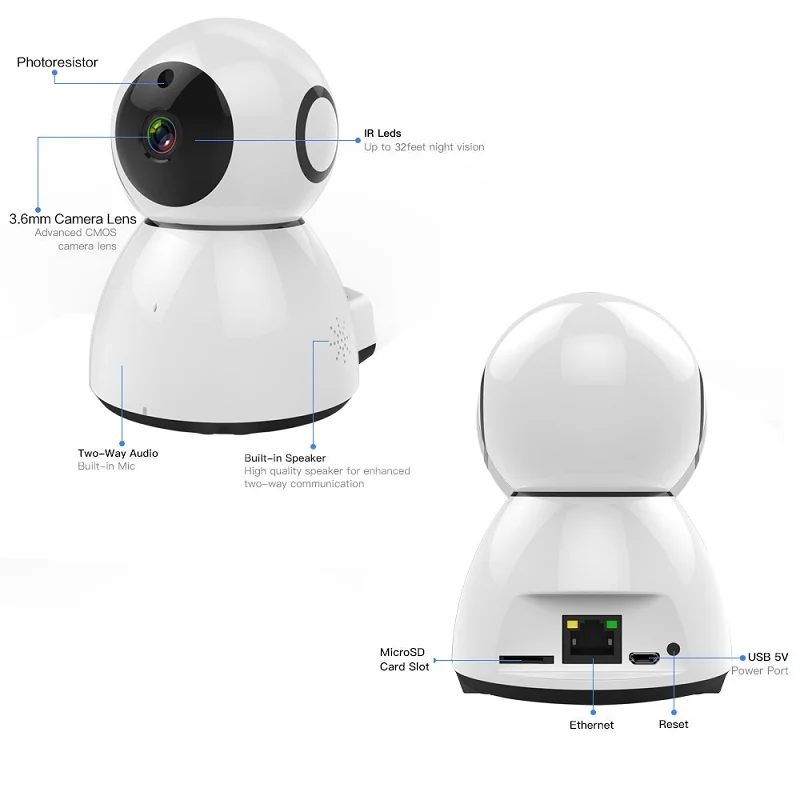 Smart Home Automation 1080P WiFi Security Wireless CCTV Robot Camera Work with Alexa Google Home Fire TV Amazon Cloud Storage