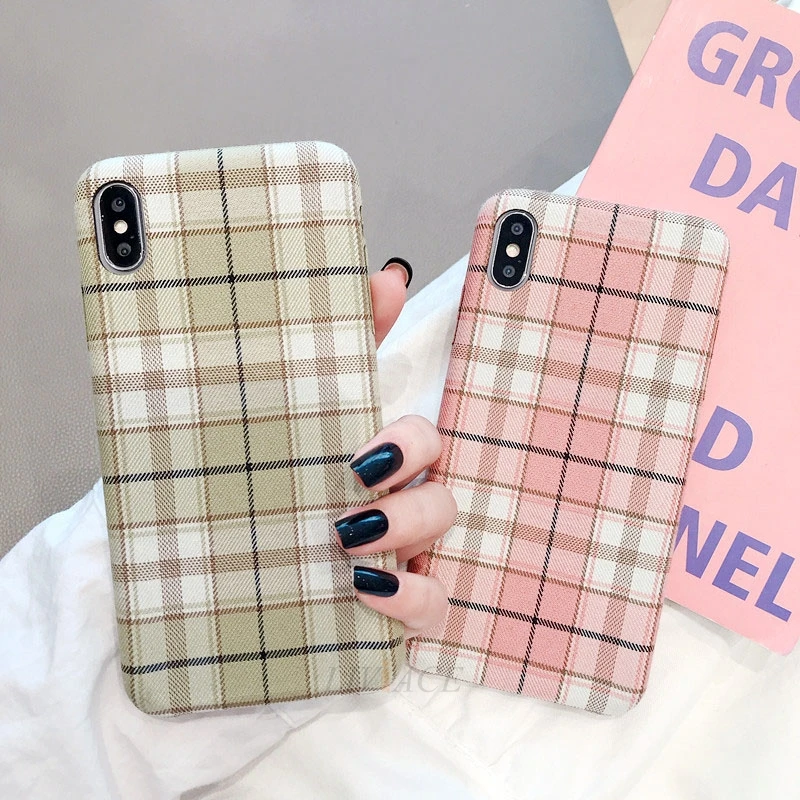 

Striped lattice cloth texture plastic hard case on for huawei honor 9x 8x 20 10 mate 20 pro p20 p30 pro lite back cover