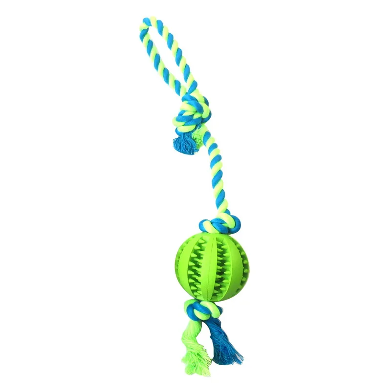 green Интерактивные игрушки для домашних животных, Жевательные Шарики для домашних животных, мяч для маленьких, средних и больших собак, веревка для собак, игрушка для щенков, жевательные игрушки для прорезывания зубов - Цвет: green