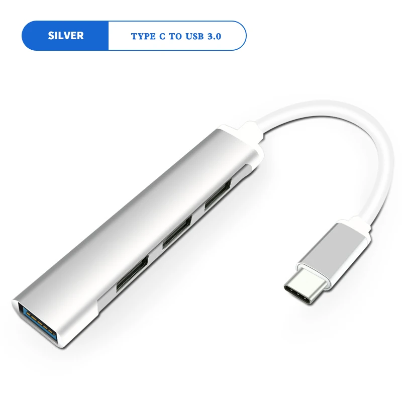 Asunflower алюминиевый сплав Тип C на 4 порта usb-хаб 3,0 сплиттер для ноутбука настольная ступица usb-хаб поддержка PD зарядка USB Hab - Цвет: Type C To USB 3.0