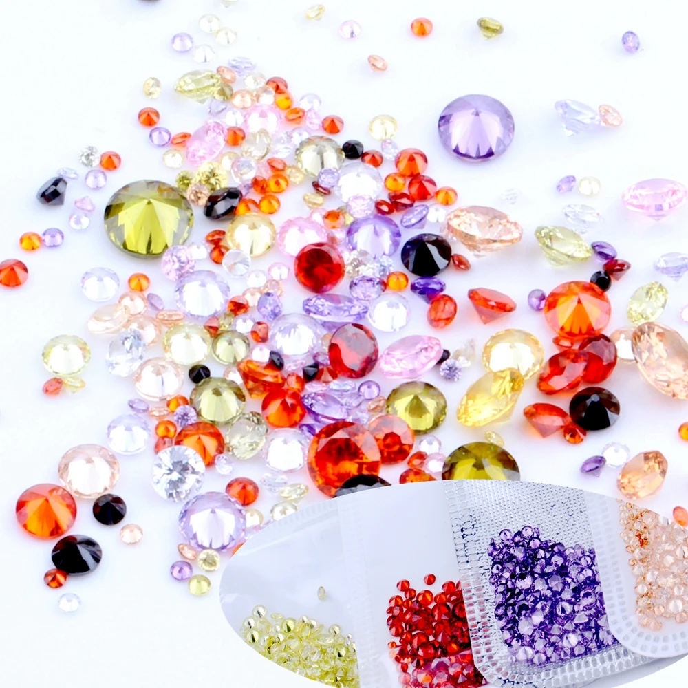 

Mixed Sizes 1-4mm 200pcs AAAAA+ CZ Stone Round Cut Beads Mixed Colors Cubic Zirconia Synthetic Gems For Jewelry