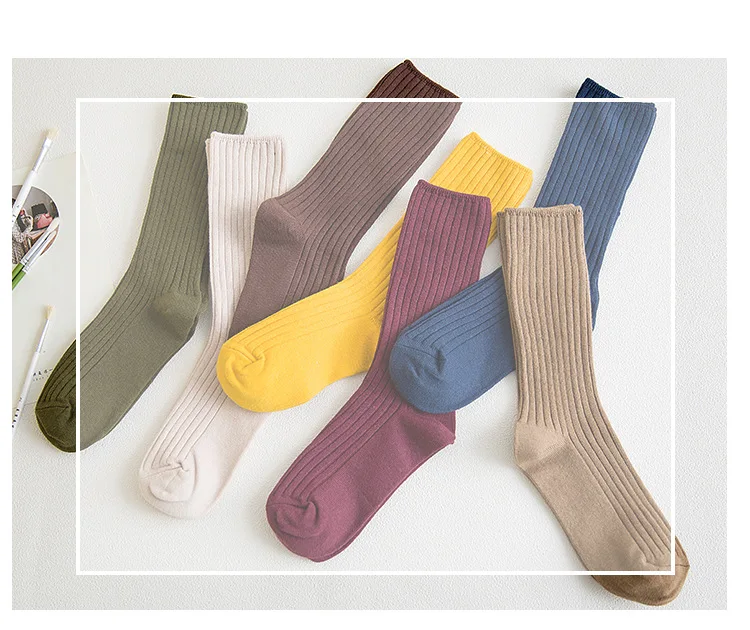 Socks Women's Thin Bunching Socks Tube Pure Cotton Summer Korean-style College Style Japanese-style South Korea Versatile Purple