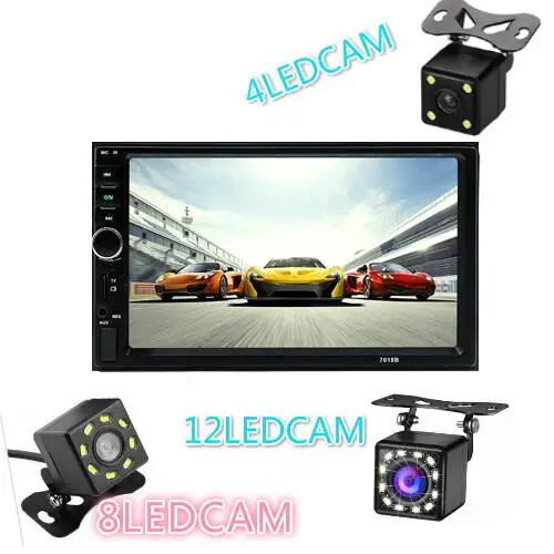 WITH 12 LED CAM MP5 Авторадио 2 Din общие модели 7 ''дюймовый ЖК сенсорный экран Bluetooth автомобильный Радио плеер AUX Поддержка Камера заднего вида 7018B - Цвет: WITH 12 LED CAM