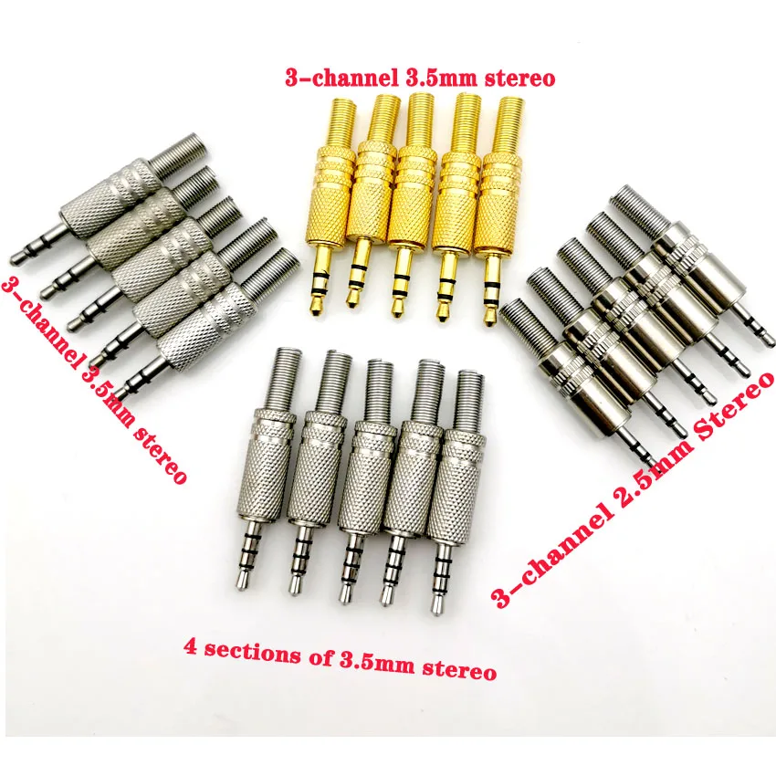5pcs 3 Pole 4 Pole 3.5mm Male Audio Jack Headphones Repair Plug