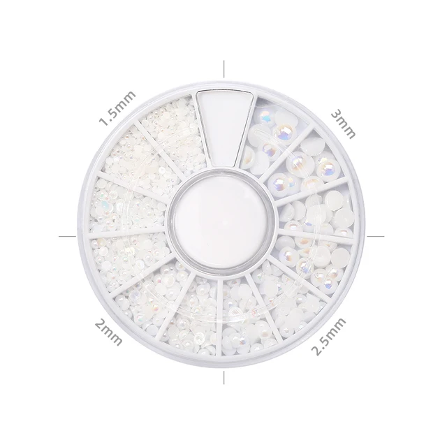 HNUIX Mix Sizes White Nail Art Tips Half Pearls 3d Nail Beads Rhinestone Decoration DIY Beauty Salon Manicure Supply 09