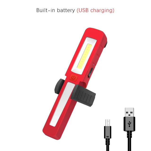 Новейший светодиодный фонарик USB Перезаряжаемый фонарь с блоком светодиодов Рабочая ручка свет крючок для аккумулятора открытый Автомобильный ремонт красные карманные фонарики - Испускаемый цвет: Red USB