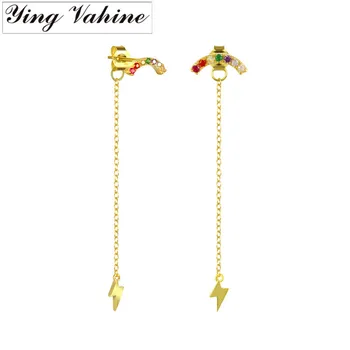

ying Vahine 100% 925 Sterling Silver Multicolor Zircons Lightning Pendant Drop Earrings for Women