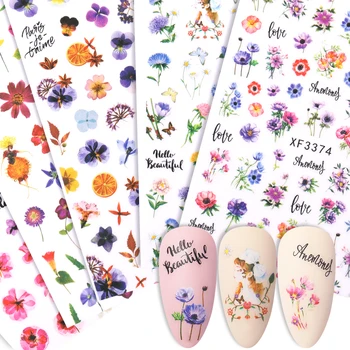

1 Piece Of 3D Nail Sticker With Flowers And Leaves Pattern Autumn Theme Colorful Nail Art Transfer Decoration Manicures