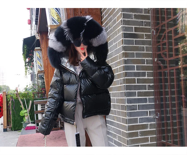 AYUNSUE, зимнее пальто для женщин, Воротник из натурального Лисьего меха, пуховик для женщин, Двусторонняя одежда, теплая Корейская парка, манто для женщин 606