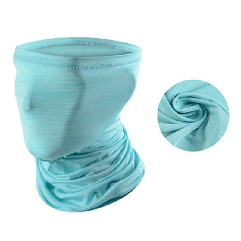 Fully wrapped blue Летние маска для велоспорта дышащий Спорт на открытом воздухе маски для лица ледяной шелк бандана заячьи уши Маска Анти-УФ, для бега, тренировочные маска для лица - Цвет: Fully wrapped blue