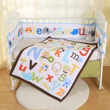 ABS Комплект детского постельного белья, Полиэстер, Хлопок, одеяло для кроватки, простыня, юбка для детской кроватки, бампер для кроватки, мультяшный принт, комплект детского постельного белья