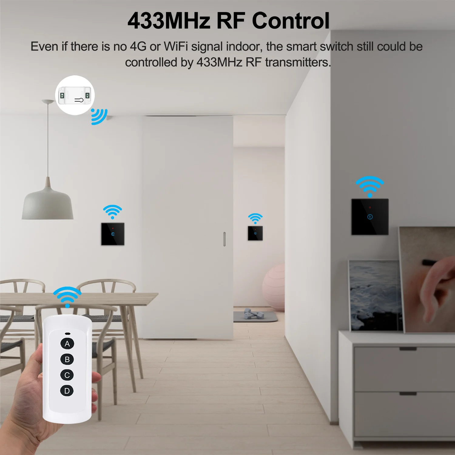 Умный выключатель света со стеклянной сенсорной панелью 433 МГц|Модули для умного