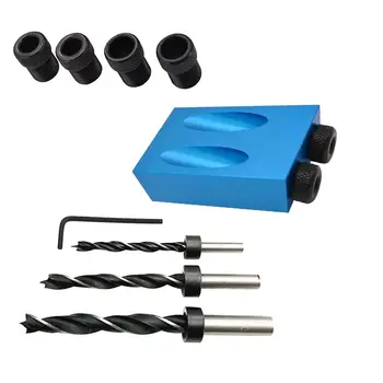 

14Pcs Guide Positioner Kit 6/8/10mm Oblique Hole Locator Drilling Bits Jig Angle Locator Wood Locator
