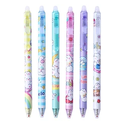 Haile – stylo Gel effaçable à pression, encre bleue/noire 0.5mm, poignée lavable, fournitures de papeterie scolaire et de bureau, 6 pièces/ensemble 