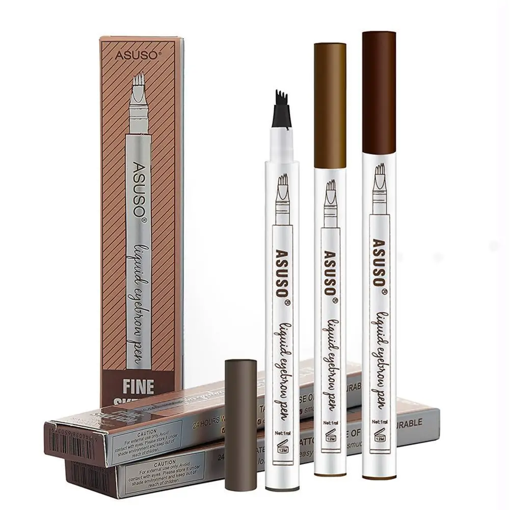 

1pc 4 Head Fine Sketch Liquid Pencil Microblading Eyebrow Pen Tattoo Eyebrow Enhancers Brown Pen Tool Thin Waterproof Makeu O5U4