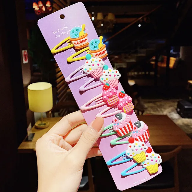 10PCS/Set New Girls Cute Cartoon Ice Cream Unicorn Hair Clips Kids Lovely Hairpins Headband Barrettes Fashion Hair Accessories 15