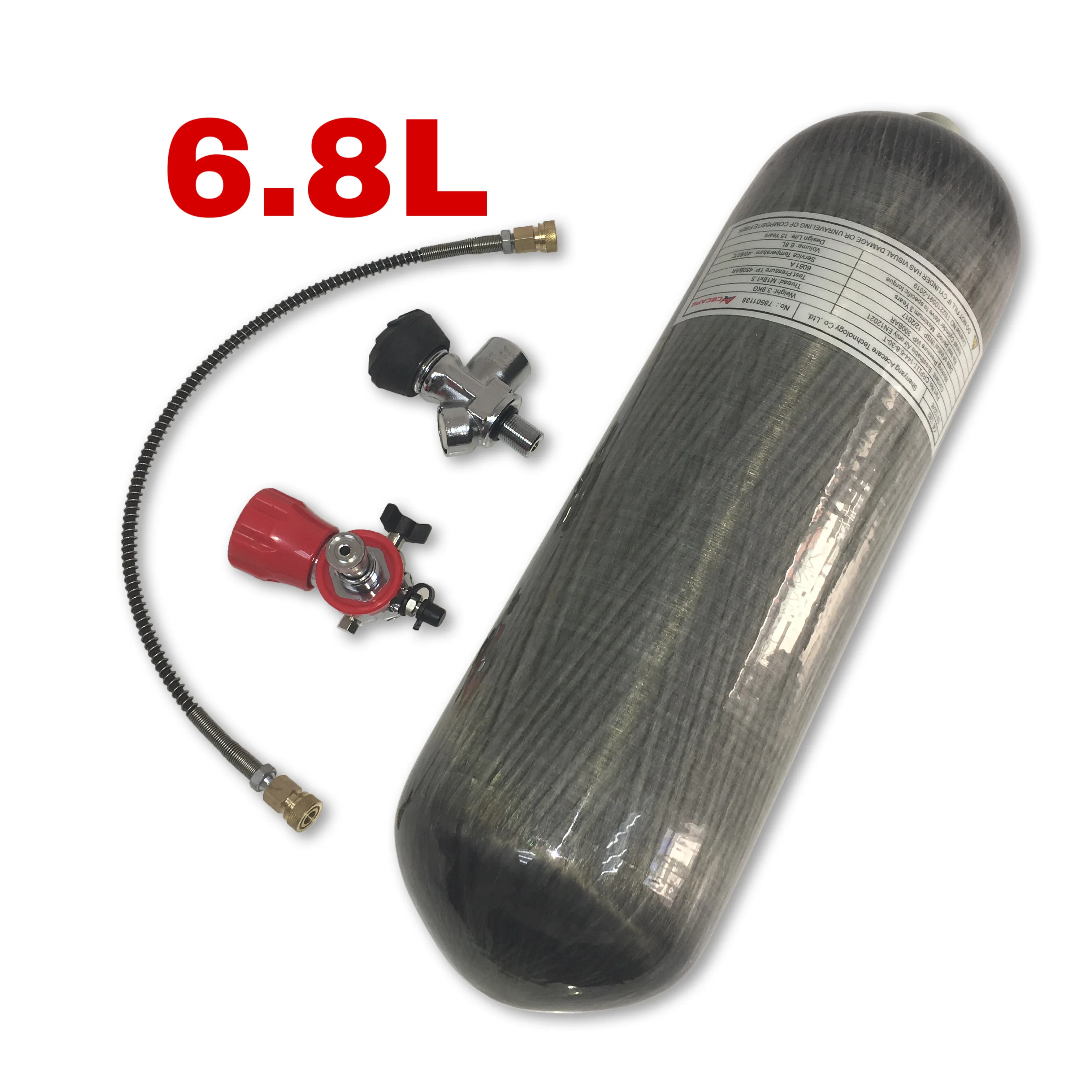 Acecare Pcp бак 2L/3L/6.8L CE углеродное волокно цилиндр акваланг Воздушный бак 4500psi воздушная винтовка ВВС Кондор Pcp клапан АЗС - Цвет: 6.8L