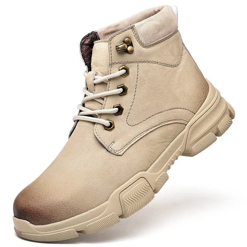 

2019 New Style Large Size Hight-top Genuine Leather British-Style Martin Boots MEN'S SHOES plus Velvet Warm Worker Boot Leather