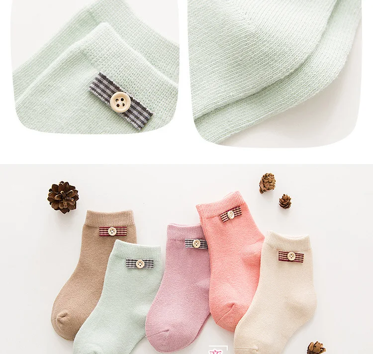18065 Bugs Said Autumn And Winter Cool Button-Cotton CHILDREN'S Socks Tube Boneless Suture BABY'S Socks