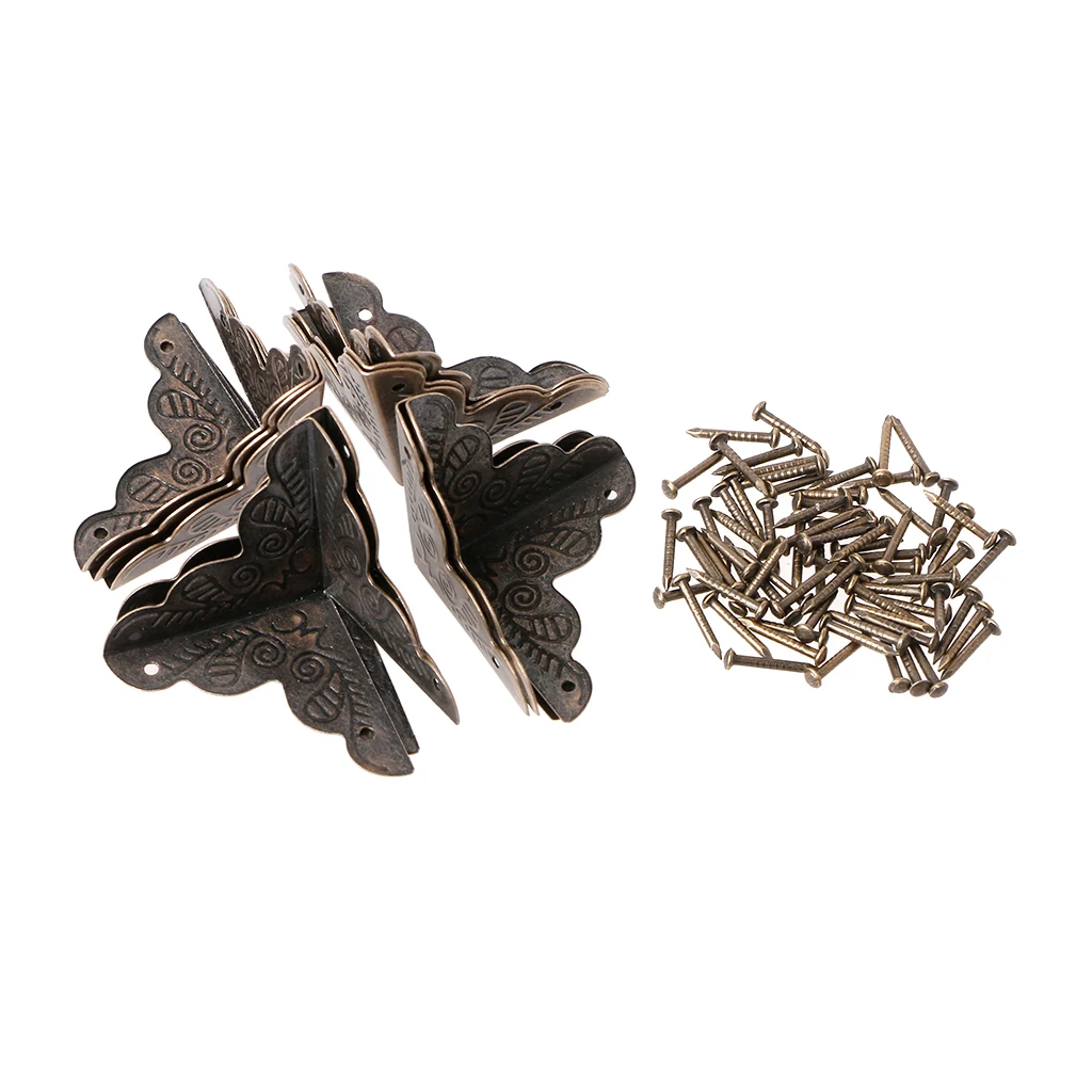 

10 Pcs Antique Jewelry Box Corner Foot Wooden Case Corner Protector Bronze Tone