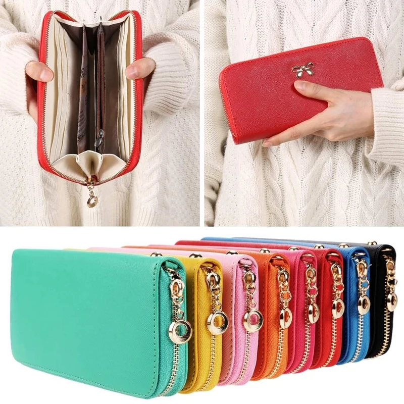 

Women Long Clutch Wallets Female Fashion PU Leather Bowknot Coin Bag Phone Purses Lady Cards Holder Wallet