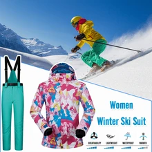Зимний лыжный костюм женский бренд высококачественный лыжный жакет для женщин теплый водонепроницаемый ветрозащитный лыжный и Сноубординг костюмы