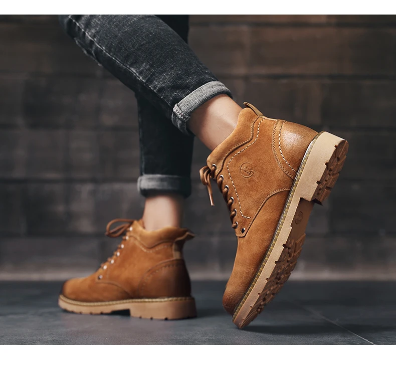 Winter Ankle Boots mens Genuine Leather Snow Boots Big Size 38-50 Outdoor Warm Winter Shoes for Men Anti-cold Boots Walker Peak