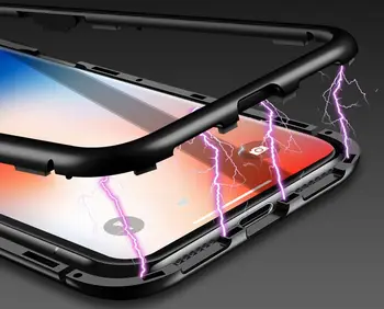 

50pcs Magnetic Metal+Tempered Glass Back Case cover for IPhone X XS XR XS MAX 6s 7 8 PLUS