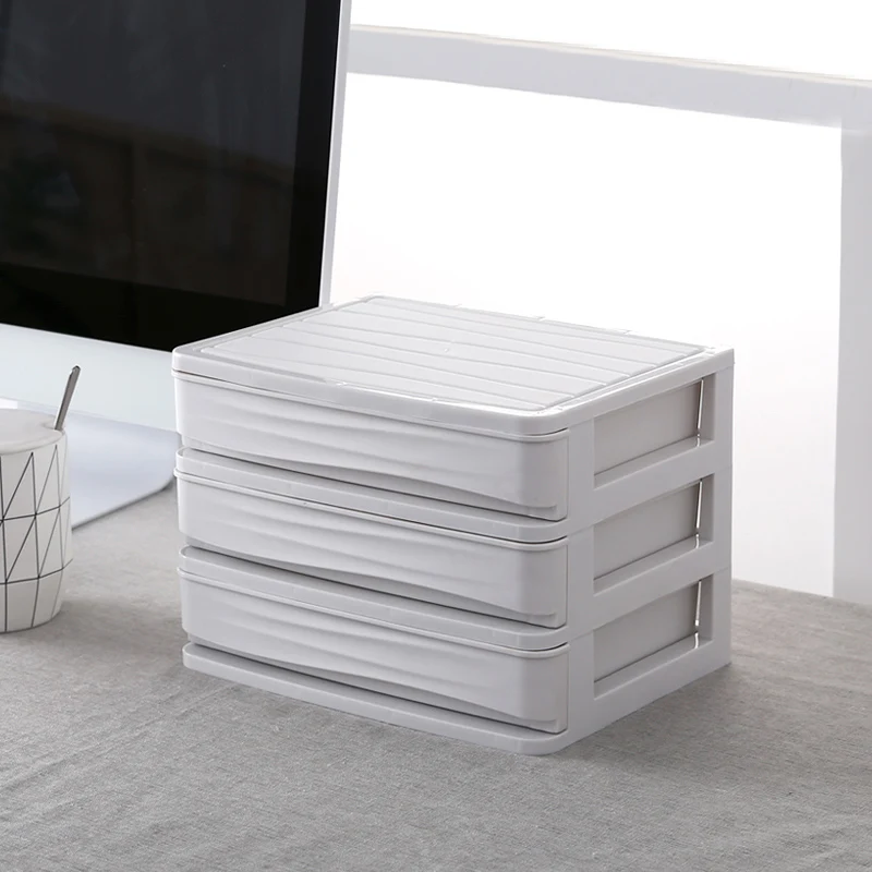 White 3 Layer Drawe Настольная коробка для хранения косметики макияж Органайзер с ящиком подставка для помады пластиковый чехол для хранения - Цвет: White 3 Layer Drawe