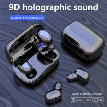 

Bluetooth Earphone Wireless Earbuds 5.0 TWS Dual Headset 9D Bass Sound Noise Conceling Sport fone bluetooth for PC IOS Android