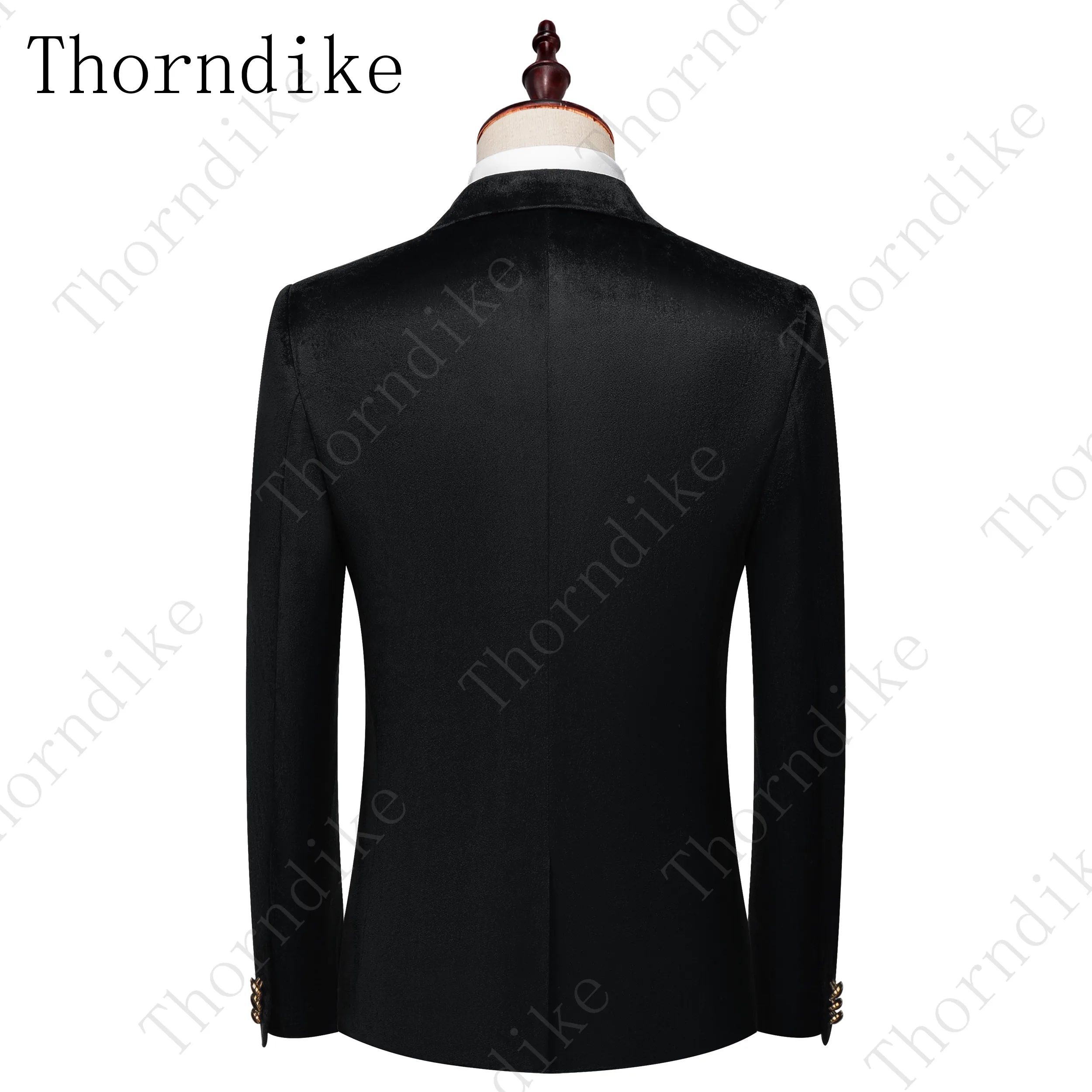 Thorndike, новинка, пиджак, брюки, дизайн, черный бархат, мужской костюм, приталенный, 2 штуки, мужские свадебные костюмы, смокинги для жениха, вечерние, со штанами