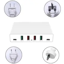 72 Вт QC3.0 Quick Charge 3,0 4x USB Dual USB C type-C PD быстрое зарядное устройство для iPhone