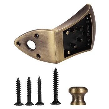 

SEWS-Zinc Alloy Triple-cornered Mandolin Tailpiece with 4Pcs Screws Strap Buttons Cap for Musical Instrument Bronze Color