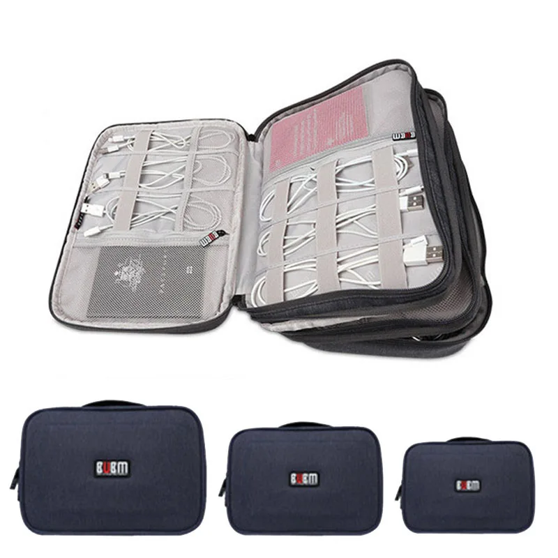 

Luxury Double Layer Portable Cable Storage Bag Digital USB Data Line Organizer Wires Charger Zipper Bag Power Bank Holder