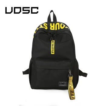 

UOSC Black Women Backpack Female Nylon Teens Men Schoolbag Casual Style Student School Bags For Teenage Girls Back Pack Solid