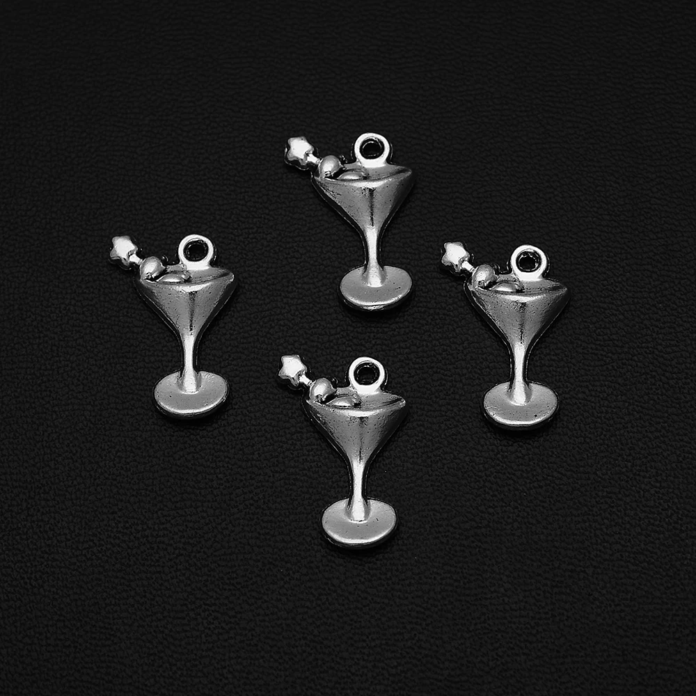 16pcsLots14x21mmAntiqueSilverPlatedFruitJuiceWineGlasses