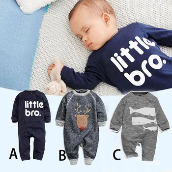 

2020 Autumn New Children Robe Letters Whale Elk Cotton Jumpsuit Baby Romper Vestidos Verano Baby Winter Clothes Sukienki Letnie