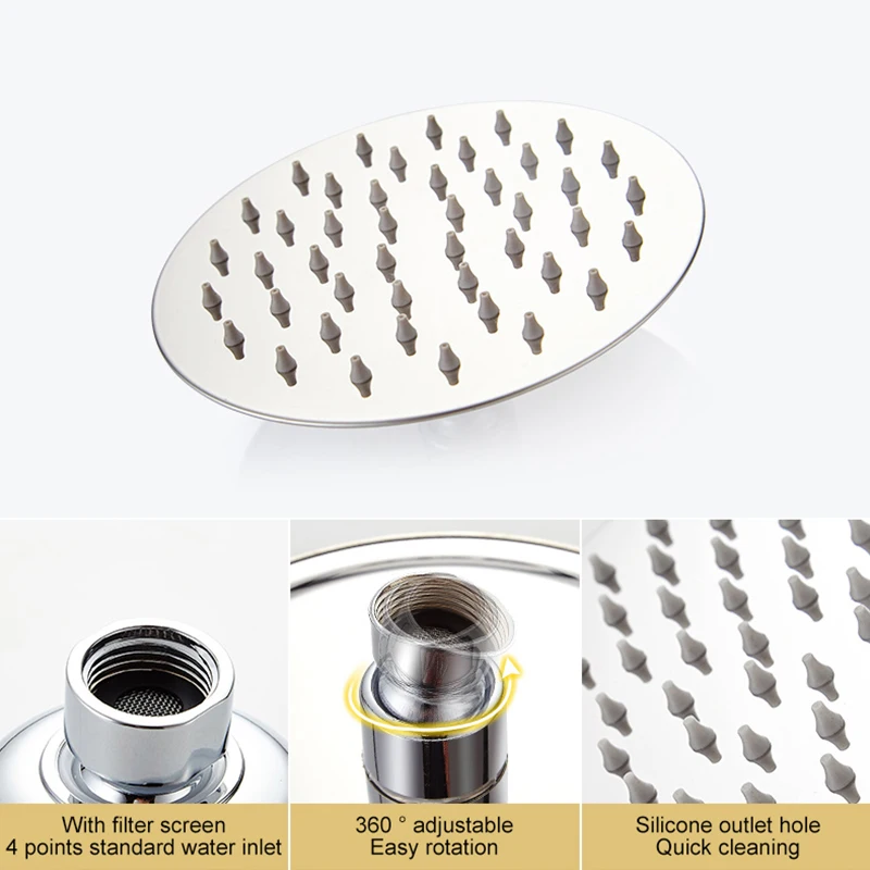 Bath Shower Head with Shower Arm Chrome Rainfall Shower Copper Stainless Steel for Hotel ELS900