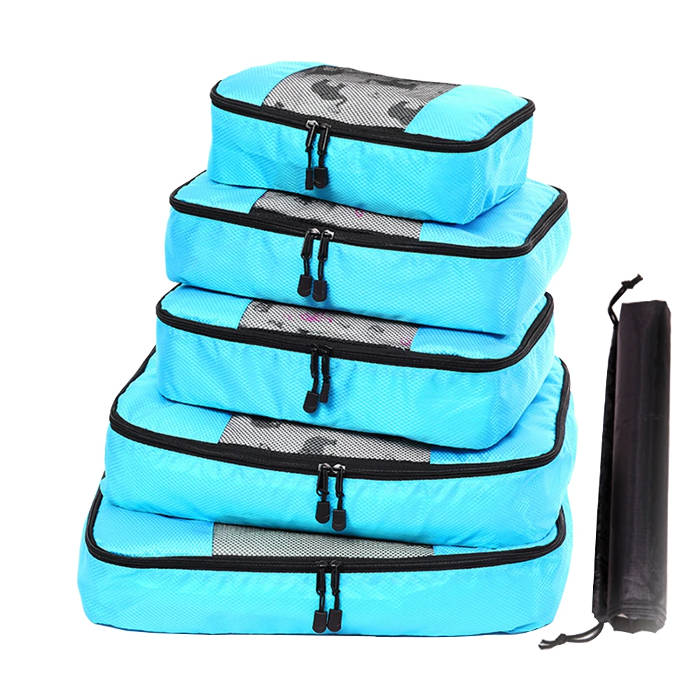 6pcs/set Practical Large Capacity Storage Bag Nylon Travel Carrying Waterproof Mesh Portable Home Clothes Sorting Luggage