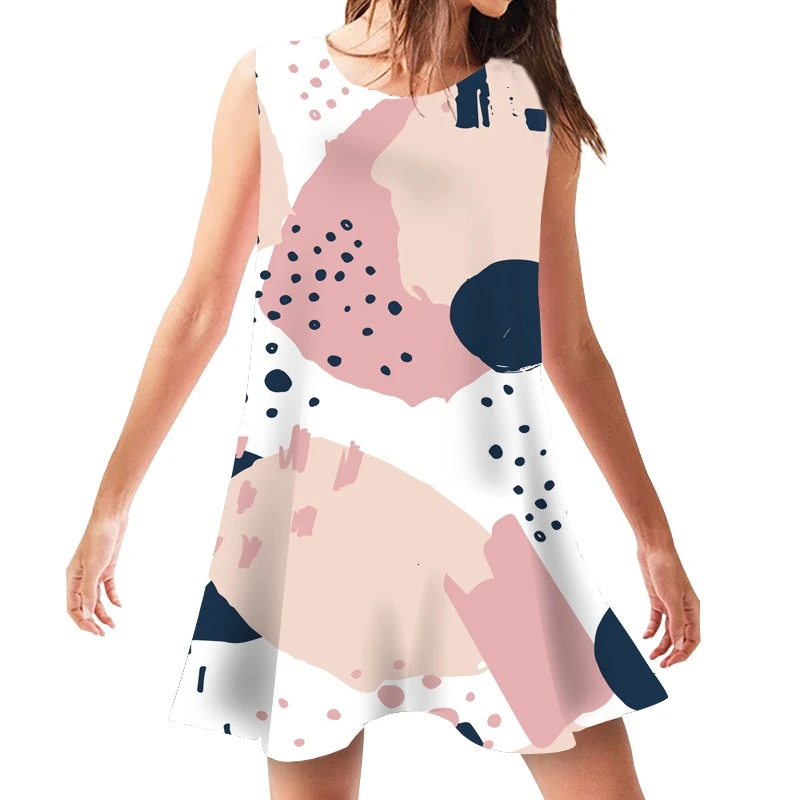 

New Arrival Women Dress Casual Swing Clothing Patchwork Animal Print Dresses Female Loose Sleeveless Sundress Sukienki