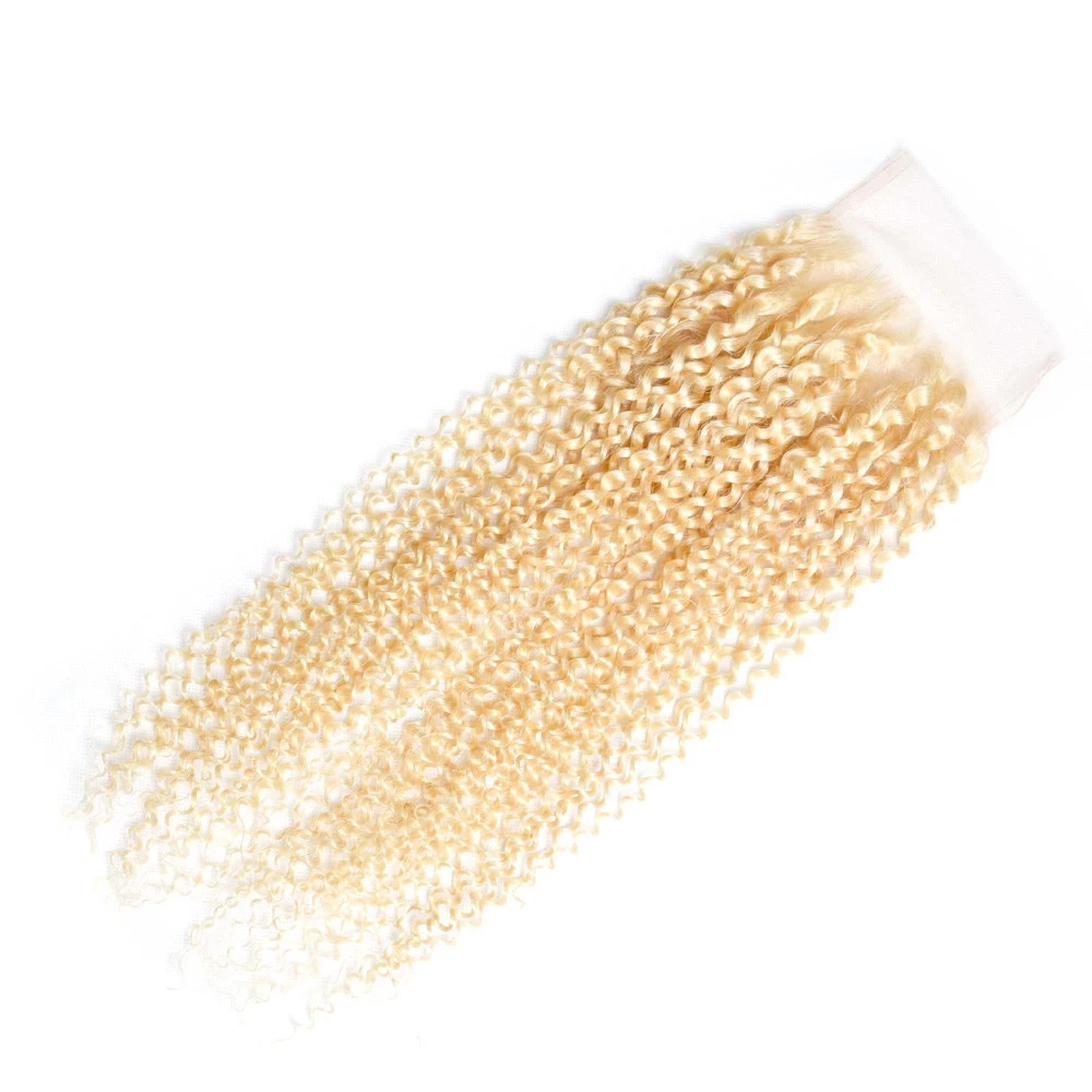 5*5 Silk Top Human Hair Lace Closure Deep Curly Ash Blonde Silk Base Lace Closure with Baby Hair Human Extensions #613
