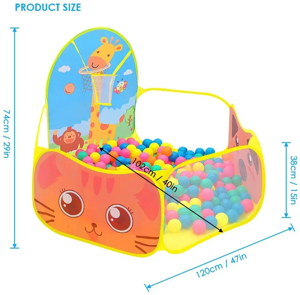1.2M kids Playpen Playground Child Ball Pit Balls Dry Pool with Basketball Hoop Children's Tent Park Portable Kids Balloons Toys 6