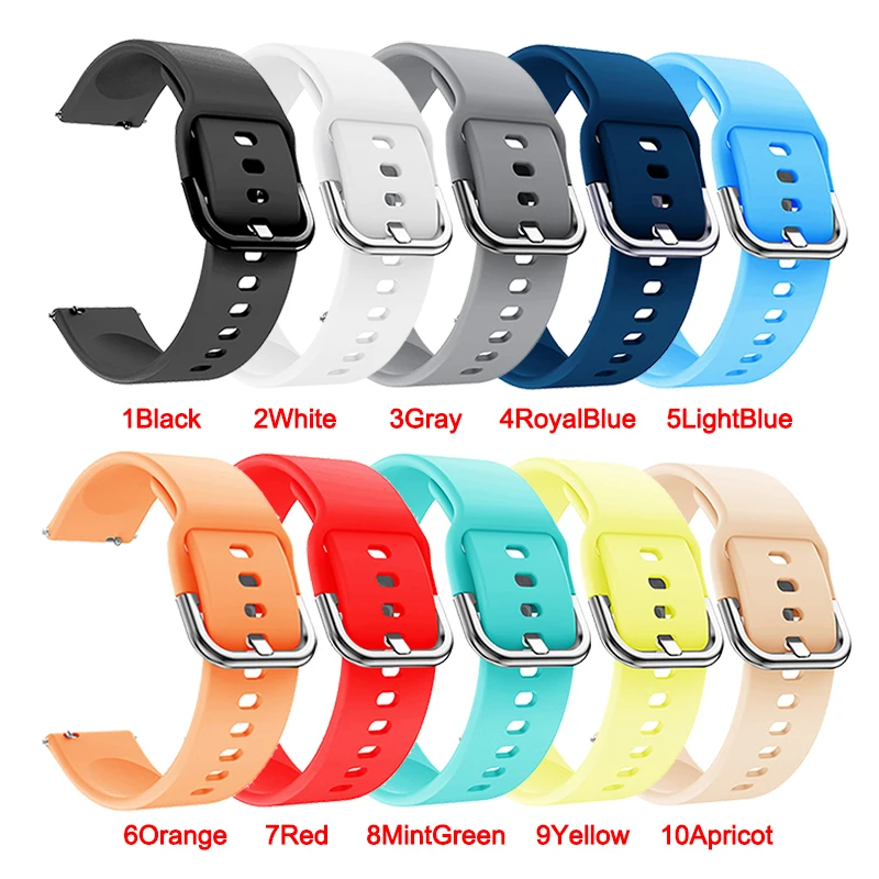 Watch-Strap-Band Galaxy Watch Amazfit 42mm Active2 40mm 20mm Soft-Silicone 45mm Samsung