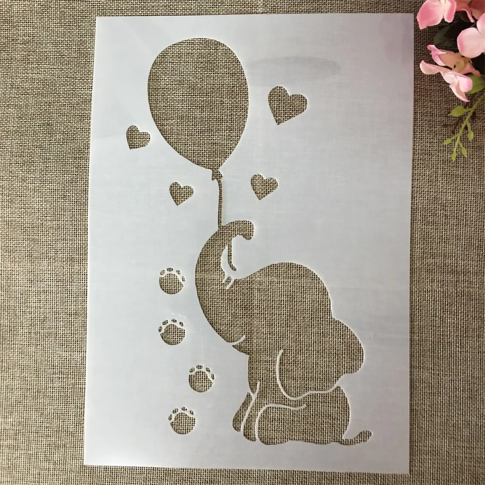 A4 29cm Little Elephant Balloon Drum Diy Layering Stencils Wall Painting  Scrapbook Coloring Embossing Album Decorative Template - Stencils -  AliExpress