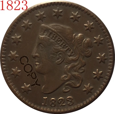 1823 США 1816-1834 Matron Head большой цент, копия монеты - Цвет: 1823